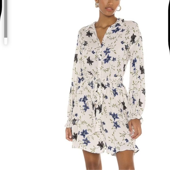 Free People Sz XS Lighten Up Floral Cream Mini Dress Long Sleeve Spring Summer - Picture 1 of 11